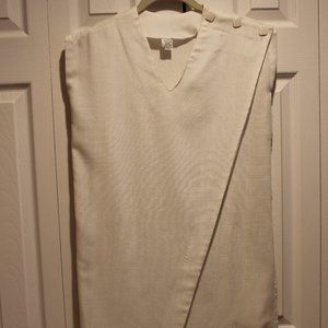 White V neck linen dress, Medium